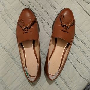 Zara Woman Brown Leather Loafers VGUC
